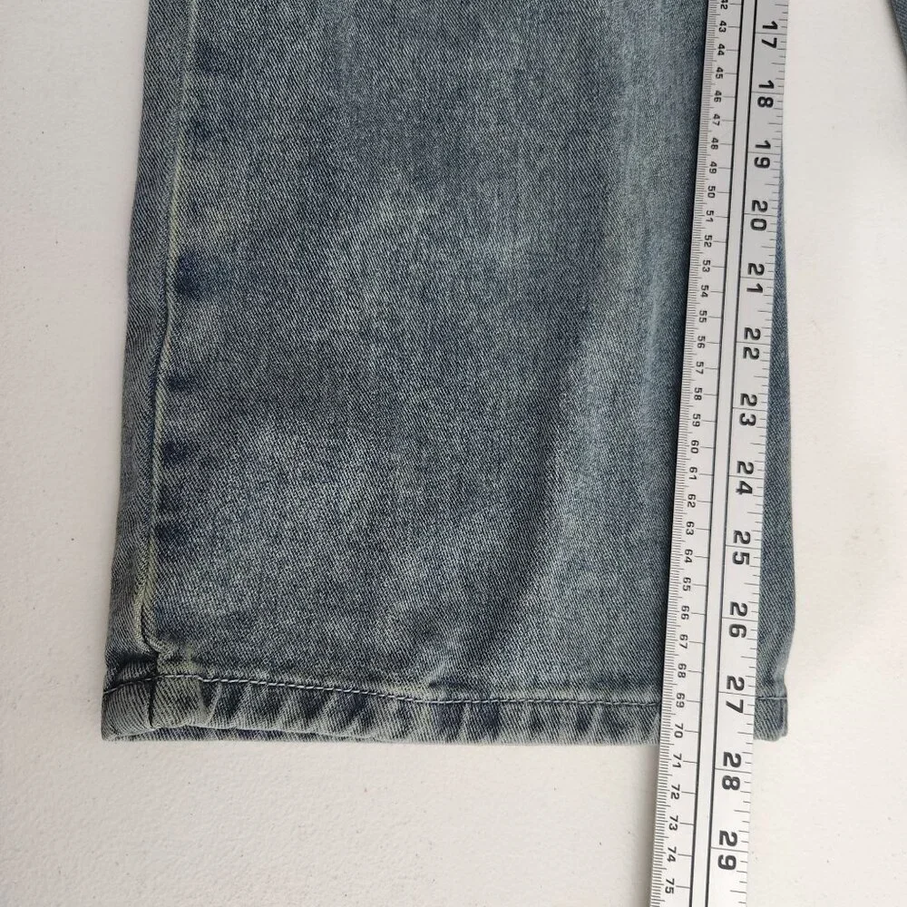 Womens Washed Blue Denim Crop Jeans XS Relaxed Fit Stretch Made In China